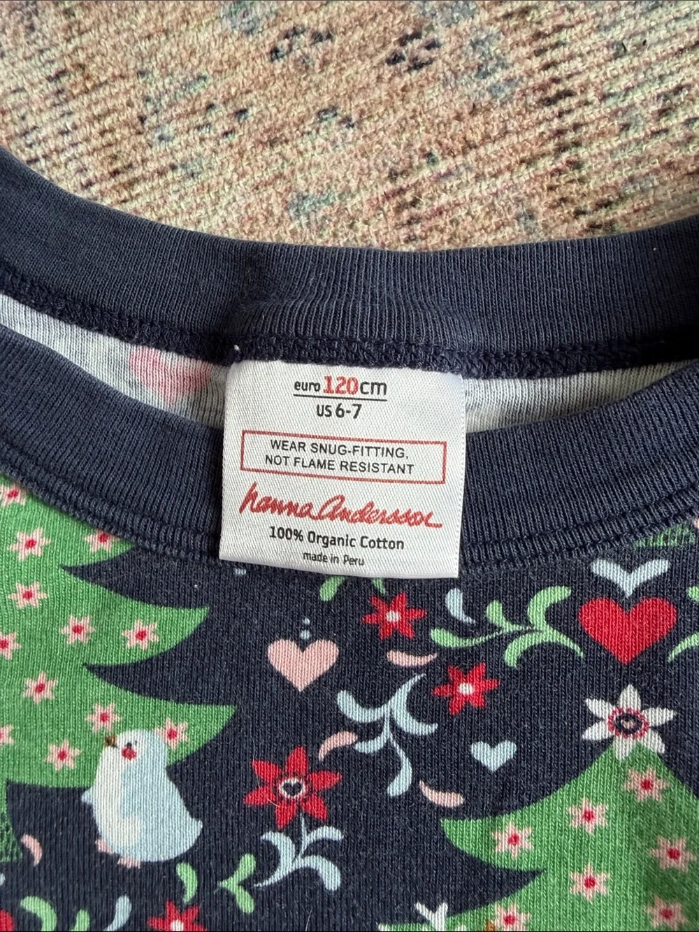 Hanna Andersson Navy Holiday Tree & Reindeer Pajama Set